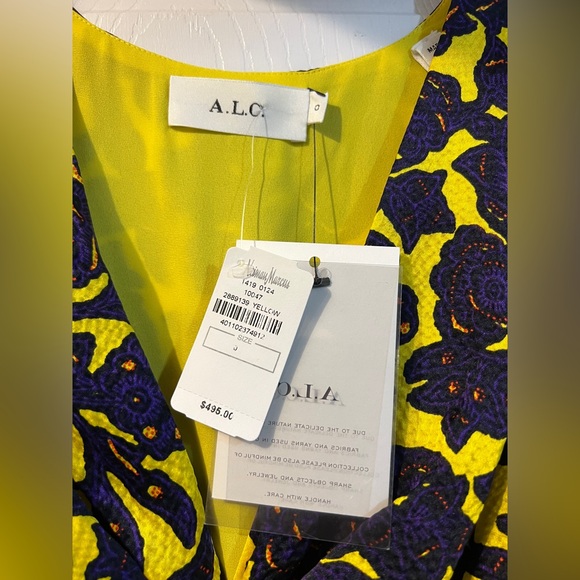 A.L.C. NEW WITH TAG Purple and Yellow Silk Cocktail Dress Mini Size 0 - Picture 2 of 3